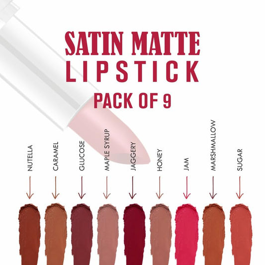 LoveEarth Satin Matte Lipstick Set – 9 Mini Lipsticks