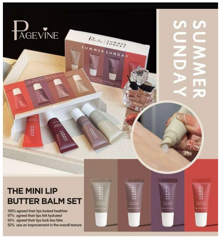 Pagevine Summer Sunday Mini Neutrals Lip Butter Balm Set of 4