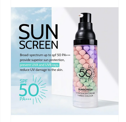Sadoer Tricolor Primer SPF 50 PA+++ Sunscreen Concealer Cream