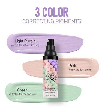 Sadoer Tricolor Primer SPF 50 PA+++ Sunscreen Concealer Cream