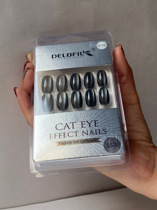 Delofil Cat Eye Artificial Nails 24 PC, C-12