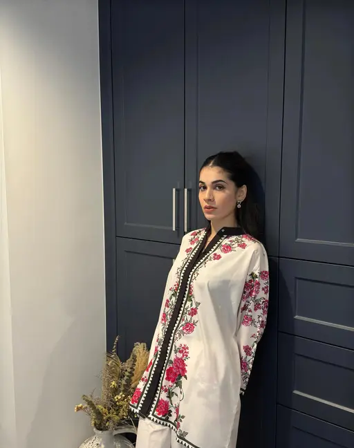 Stylist Cream Floral Printed Top and Bottom Co-ord Set