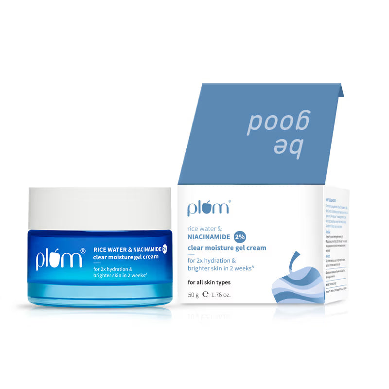 Plum 2% Niacinamide And Rice Water Moisturiser - Lightweight Gel Cream For Oil-Free Hydration