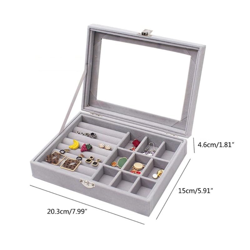Jewellery Organiser Box with Velvet Clear Lid