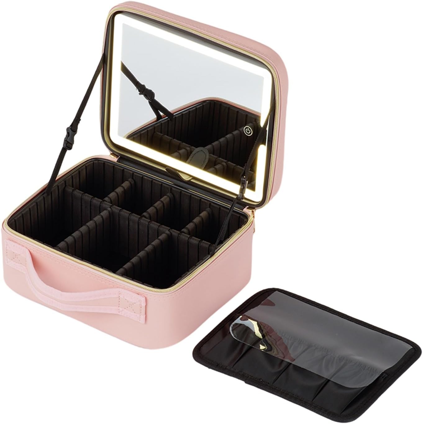 LED Makeup Organizer with Adjustable Dividers Mirror