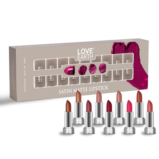 LoveEarth Satin Matte Lipstick Set – 9 Mini Lipsticks
