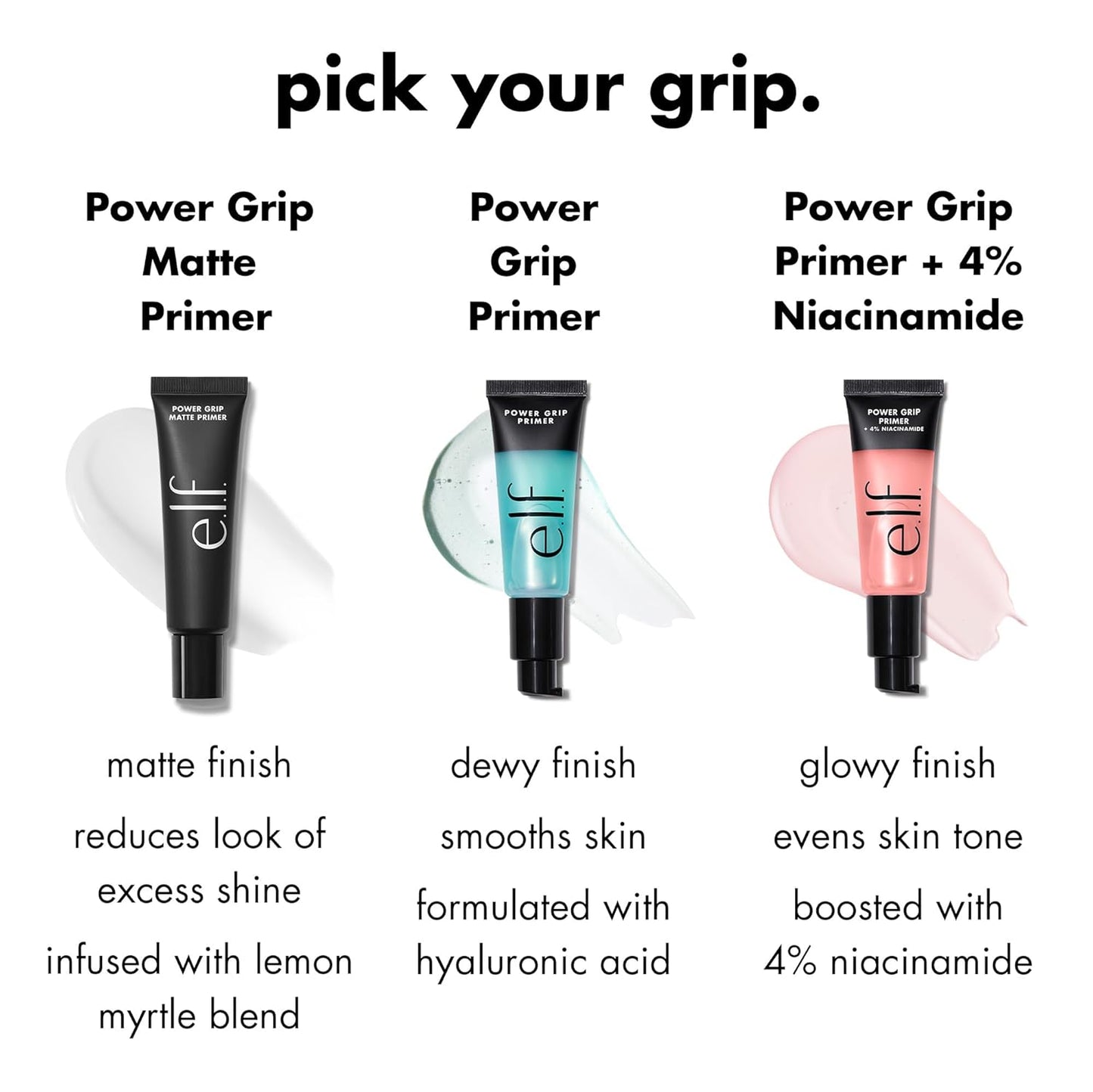 e.l.f. Power Grip Primer + 4% Niacinamide, Gel-Based & Hydrating Face Primer, Evens Skin & Brightens, Grips Makeup, Vegan & Cruelty-Free