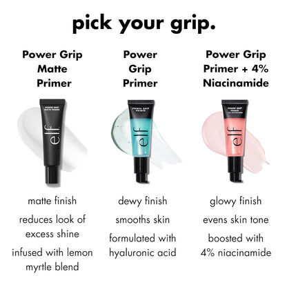 e.l.f. Power Grip Primer + 4% Niacinamide, Gel-Based & Hydrating Face Primer, Evens Skin & Brightens, Grips Makeup, Vegan & Cruelty-Free