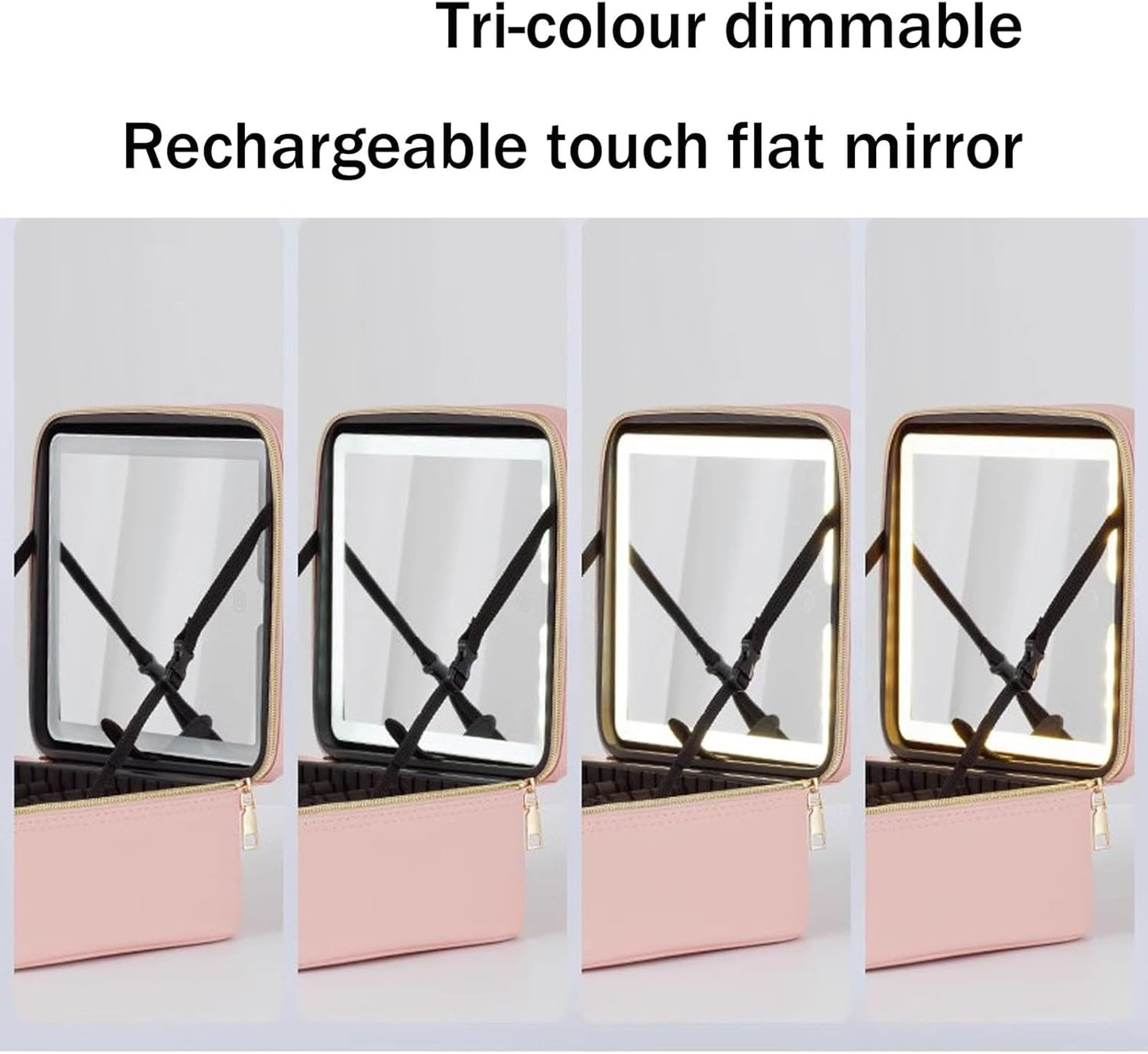 LED Makeup Organizer with Adjustable Dividers Mirror
