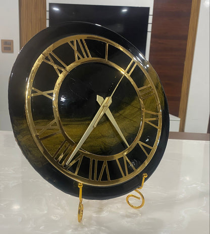 Resin Clock Black theme with Golden milky way touch