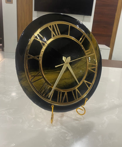 Resin Clock Black theme with Golden milky way touch