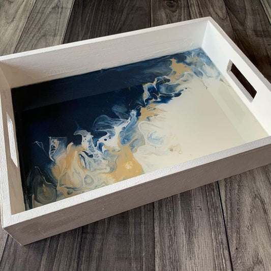 Wood tray with Resin Art