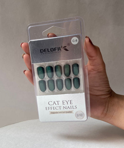 Delofil Cat Eye Artificial Nails 24 PC, C-8