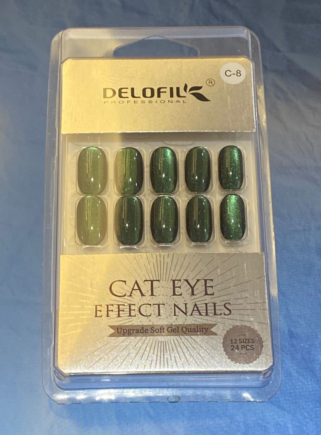 Delofil Cat Eye Artificial Nails 24 PC, C-8