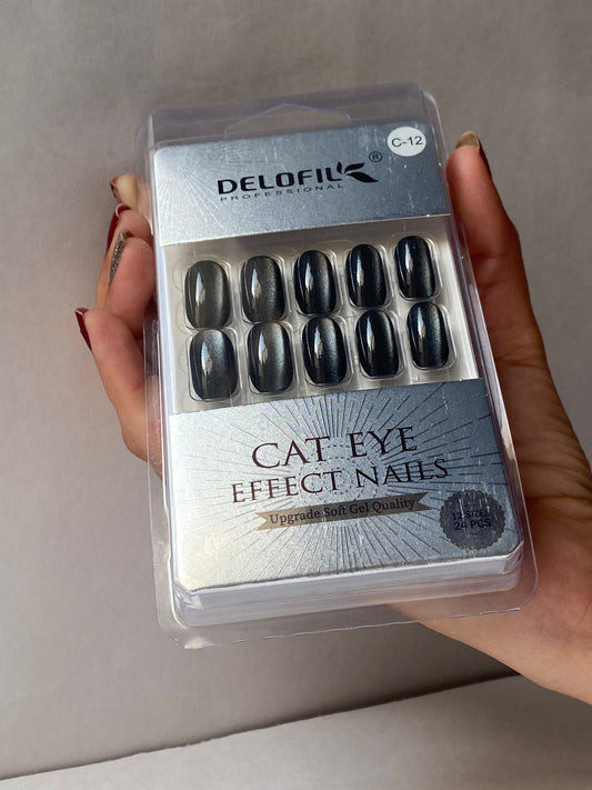 Delofil Cat Eye Artificial Nails 24 PC, C-12